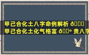 甲己合化土八字命例解析 🐞 「甲己合化土化气格富 🌺 贵八字」